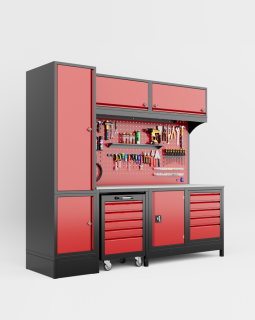 2,5 Metre 1 Takım Arabalı Sol Dolaplı Modüler Çalışma Tezgahı