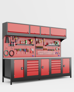 3 Metre Üst Dolaplı Modüler Çalışma Tezgahı